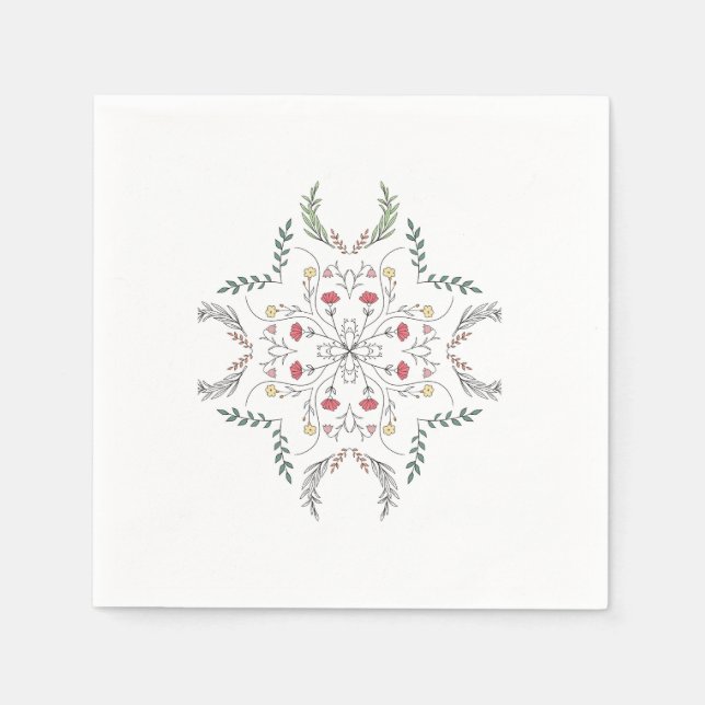 Beautiful flower pattern, mandala napkins (Front)