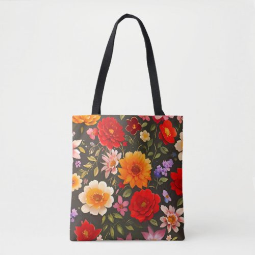 Beautiful flower pattern tote bag