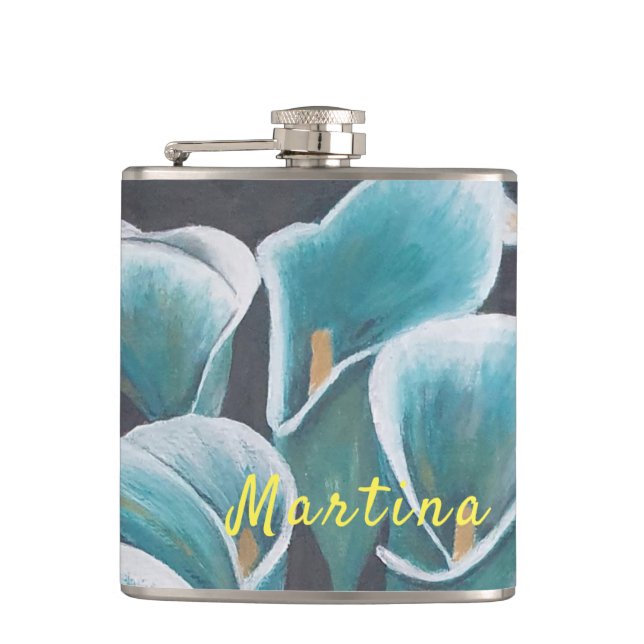 Beautiful Flower Personalized  Flask (Front)