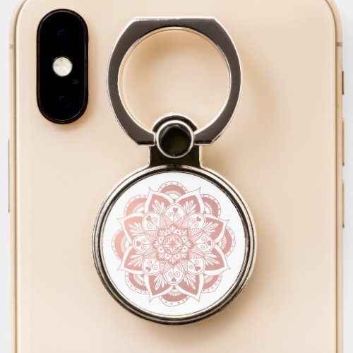 Beautiful Flower Rose Gold Mandala Phone Ring Stand