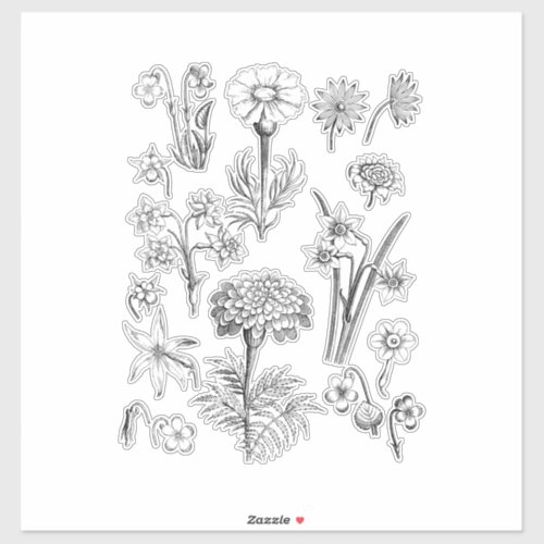 Beautiful Flower Sets _ Wild Tattoo Style Flower Sticker