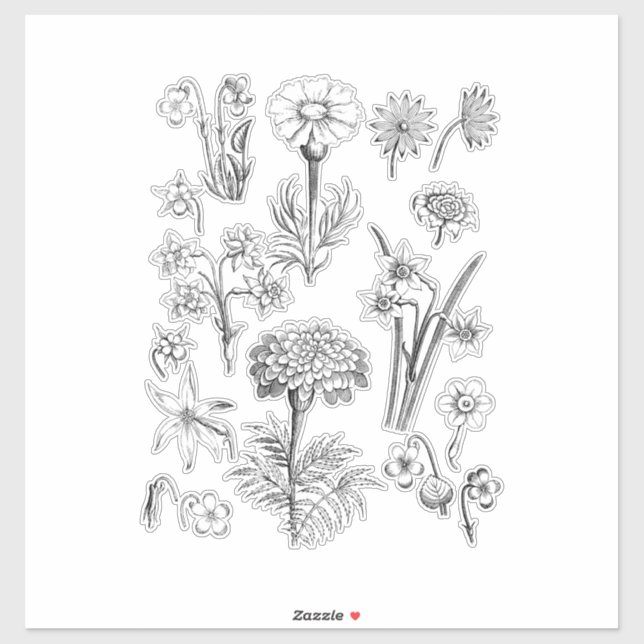 Beautiful Flower Sets - Wild Tattoo Style Flower Sticker (Sheet)