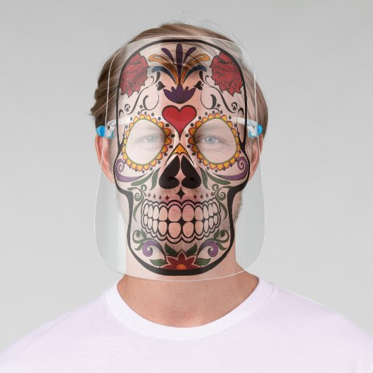 Beautiful Flower Sugar Skull Smile Mask In Red (Insitu)
