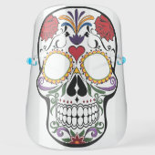 Beautiful Flower Sugar Skull Smile Mask In Red (Front)