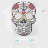 Beautiful Flower Sugar Skull Smile Mask In Red (Front w/Glasses)