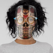 Beautiful Flower Sugar Skull Smile Mask In Red (Insitu)