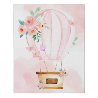 Beautiful flowered balloon in pastel colors faux canvas print