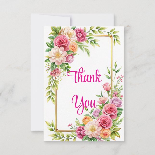 Beautiful Flowering 3.5" x 5" Flat Thank You Card (Front)