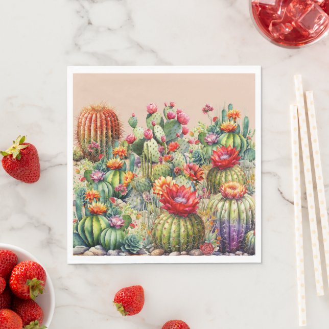 Beautiful Flowering Cacti  Napkins (Insitu)