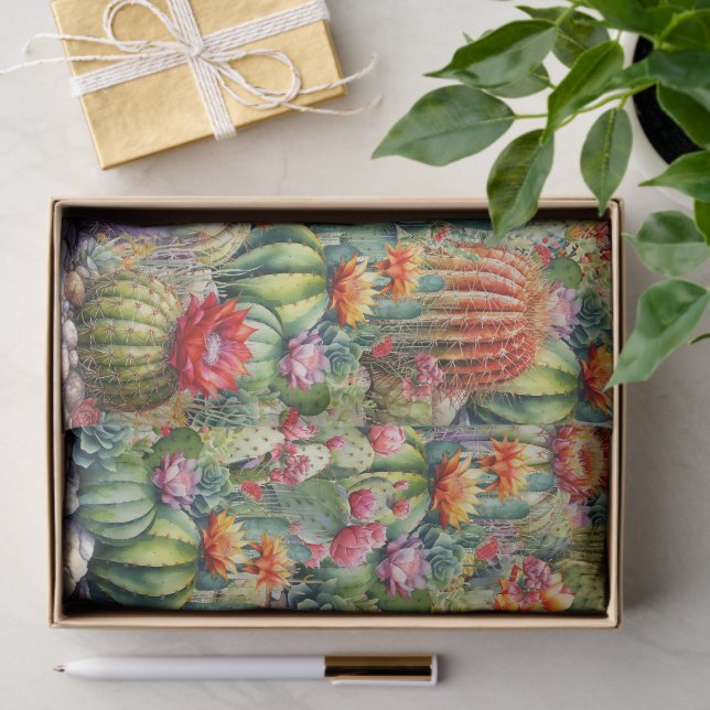 Beautiful Flowering Cacti Tissue Paper (Gift)