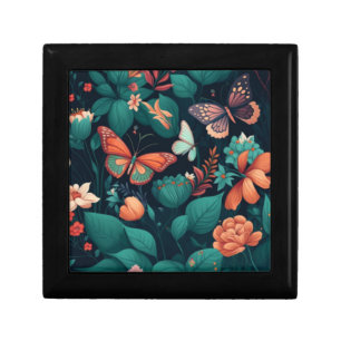 Beautiful flowers and butterflies in the jungle gift box