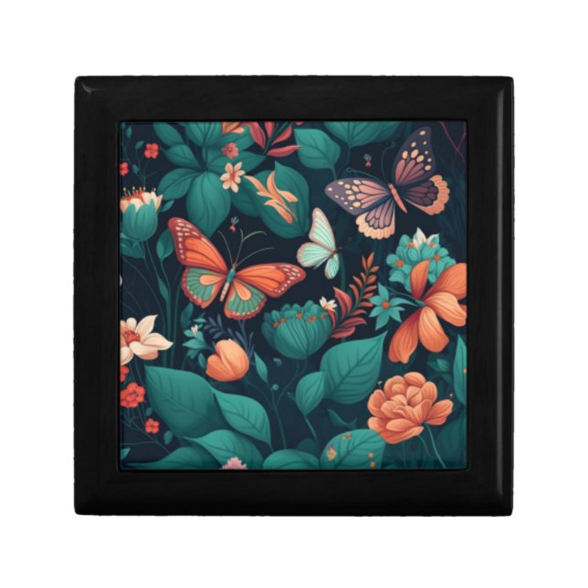 Beautiful flowers and butterflies in the jungle gift box (Front)