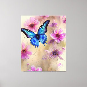 Beautiful Flowers and Butterfly Canvas Print