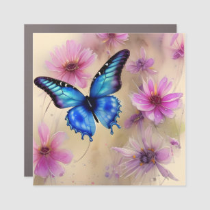 Beautiful Flowers and Butterfly  Car Magnet