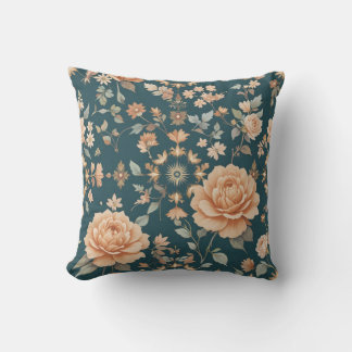 Beautiful flowers and cozy interior throw pillow