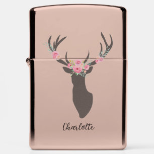 Beautiful Flowers and Deer Zippo Lighter