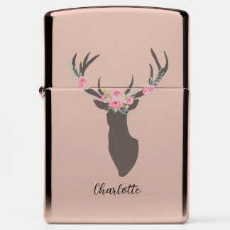 Beautiful Flowers and Deer Zippo Lighter
