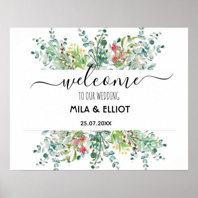 Beautiful flowers and eucalyptus poster (Front)