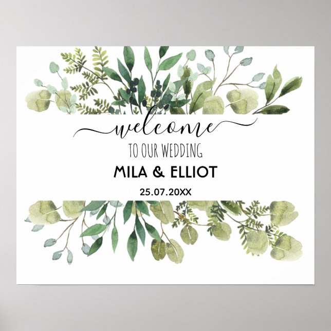 Beautiful flowers and eucalyptus poster (Front)