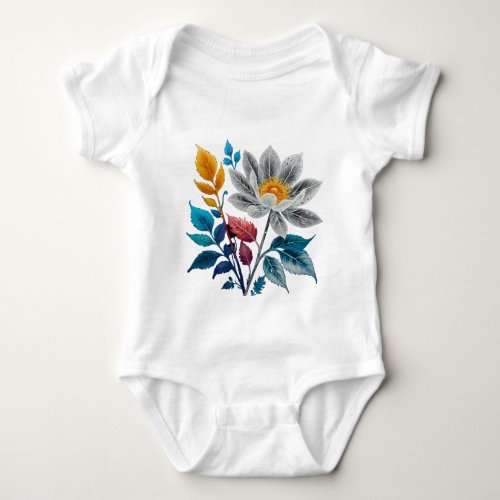 beautiful flowers and leaves baby bodysuit
