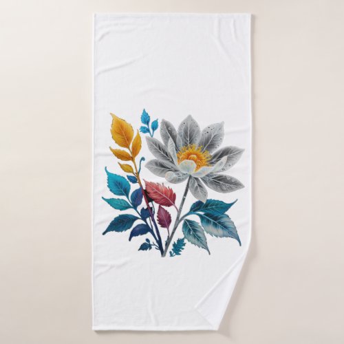 beautiful flowers and leaves bath towel