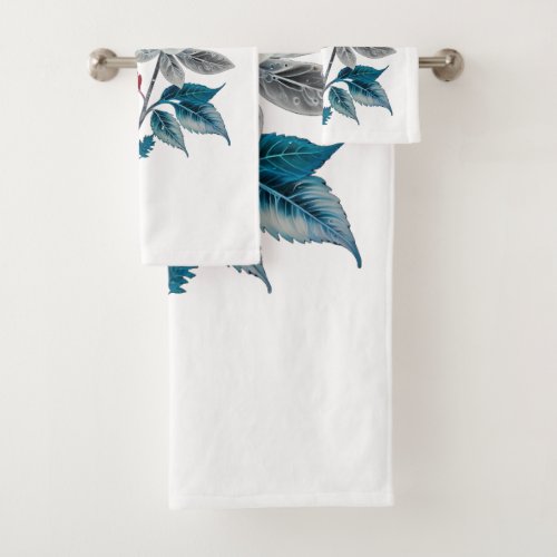 beautiful flowers and leaves bath towel set