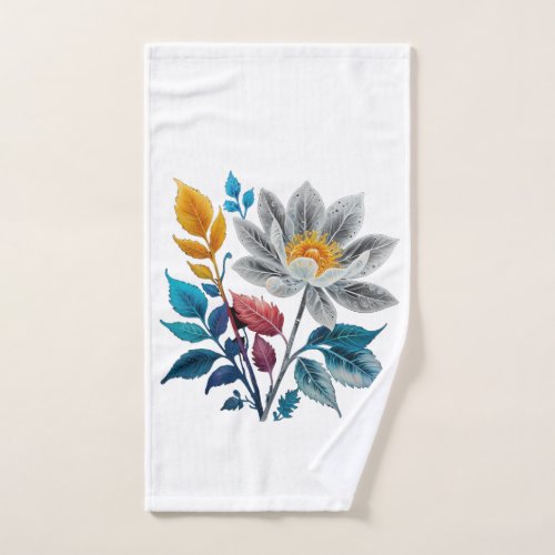 beautiful flowers and leaves hand towel 
