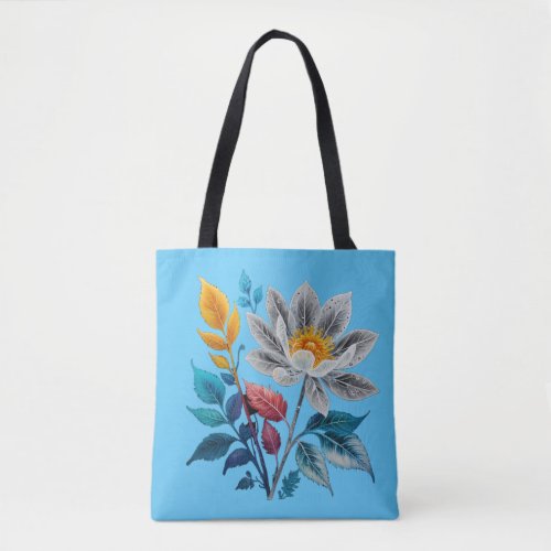 beautiful flowers and leaves tote bag