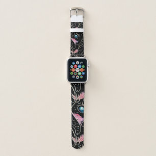 Beautiful Flowers and Swirls Pattern Apple Watch Band