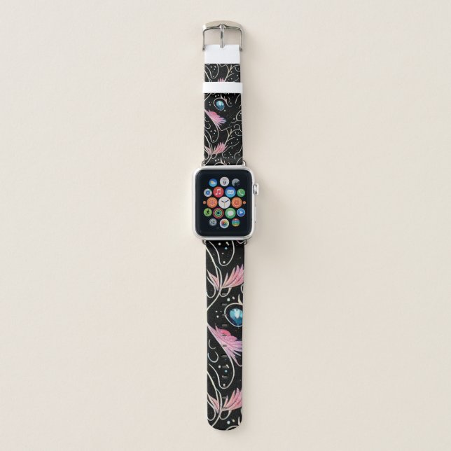 Beautiful Flowers and Swirls Pattern Apple Watch Band (Front)