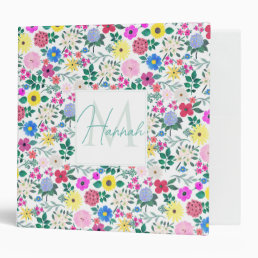 Beautiful Flowers Botanical Watercolor Painting 3 Ring Binder