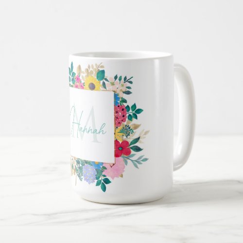 Beautiful Flowers Botanical Watercolor Painting Coffee Mug