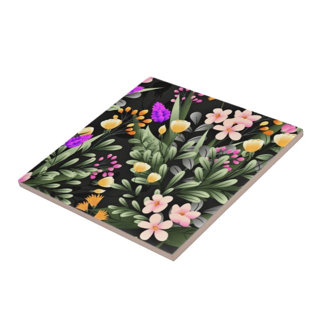 Beautiful Flowers Ceramic Tile (Side)