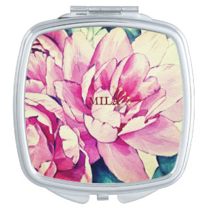 Beautiful flowers compact mirror