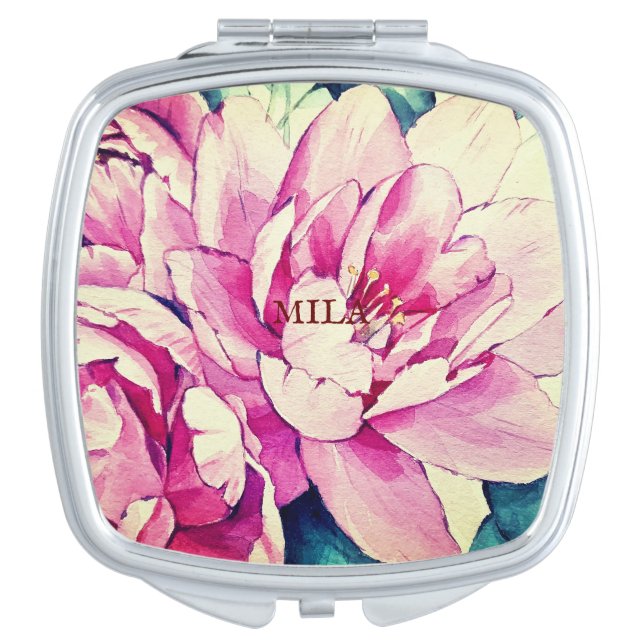 Beautiful flowers compact mirror (Front)