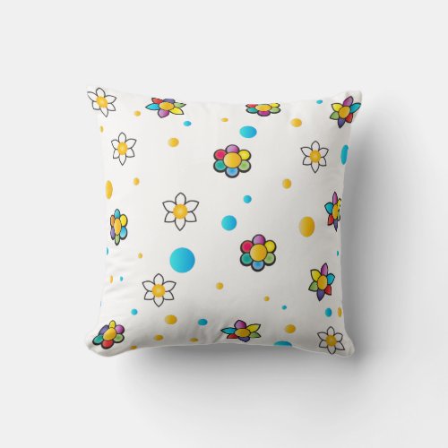 Beautiful flowers cute pattern for Kids Room Throw Pillow