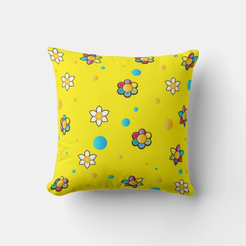 Beautiful flowers cute pattern for Kids Room Throw Pillow