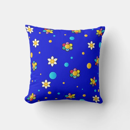 Beautiful flowers cute pattern for Kids Room Throw Pillow