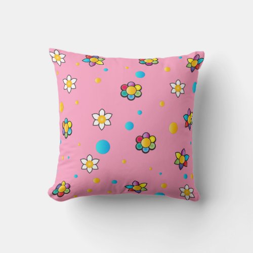 Beautiful flowers cute pattern for Kids Room Throw Pillow