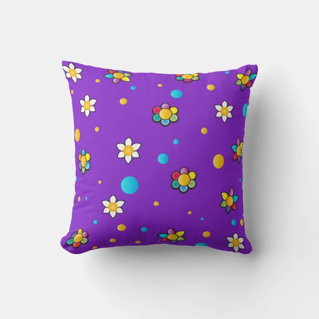 Beautiful flowers cute pattern for Kids Room Throw Pillow (Front)
