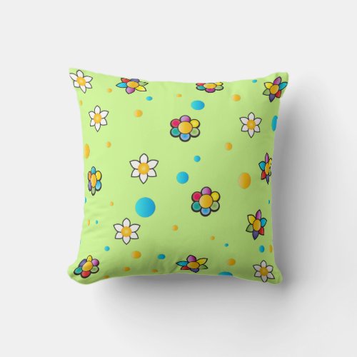 Beautiful flowers cute pattern for Kids Room Throw Pillow