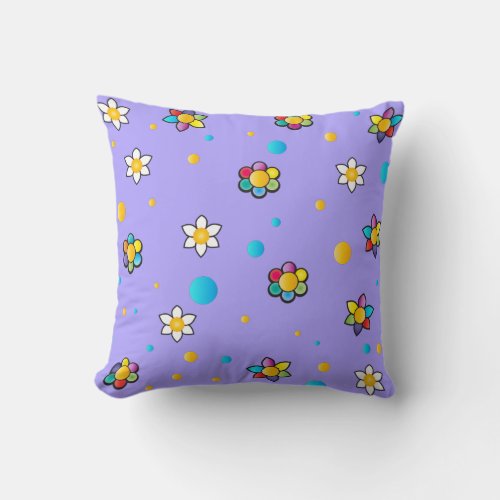 Beautiful flowers cute pattern for Kids Room Throw Pillow