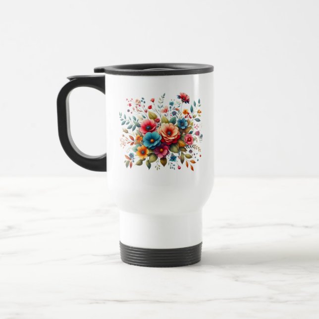 Beautiful Flowers Design-58576 Travel Mug (Left)
