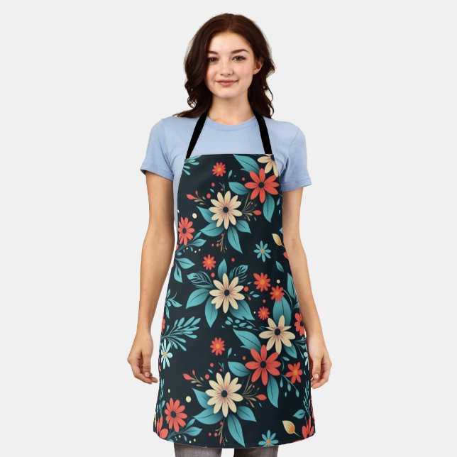 Beautiful Flowers Floral Pattern-48965 Apron (Worn)