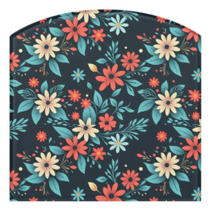 Beautiful Flowers Floral Pattern Door Sign