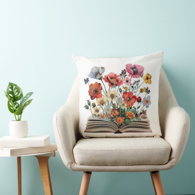 Beautiful Flowers From A Book Readers Writers Throw Pillow (Chair)