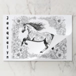 Beautiful Flowers &amp; Horse Coloring Placemat
