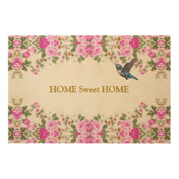 Beautiful Flowers &amp; Hummingbird Home Sweet Home Wood Wall Art