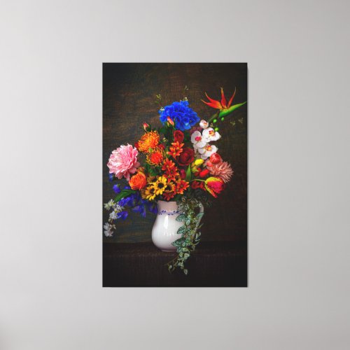 Beautiful Flowers In A Vase Antique Art  Canvas Print