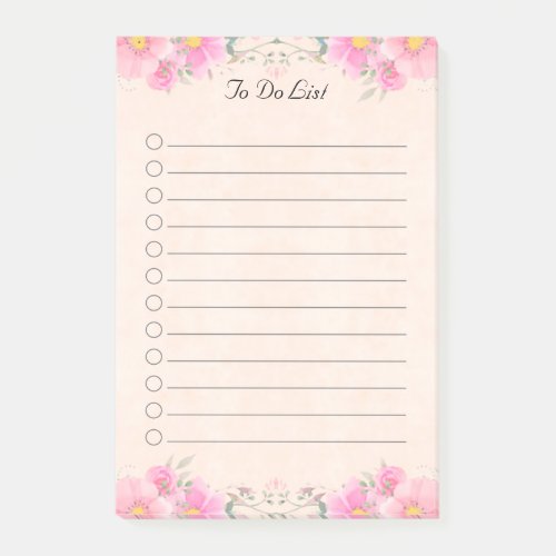 Beautiful Flowers in Pastel Colors To Do List Post_it Notes